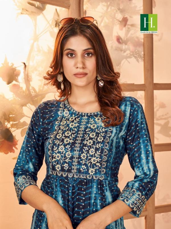 Hirwa Shibori Vol 3 Nyra Cut Rayon Designer Long Kurti Collection